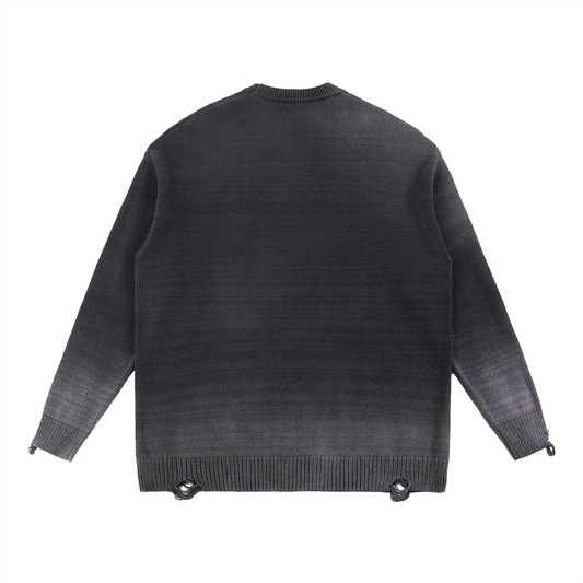 Ampedrides Sun Fade Distressed Ripped Crewneck sweater