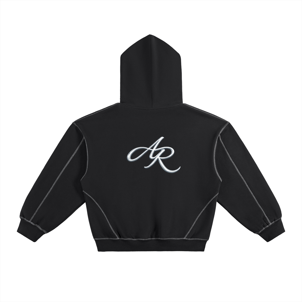 Ampedridez Contrast-Stitched Boxy Fleece Hoodie