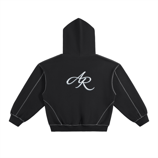 Ampedridez Contrast-Stitched Boxy Fleece Hoodie