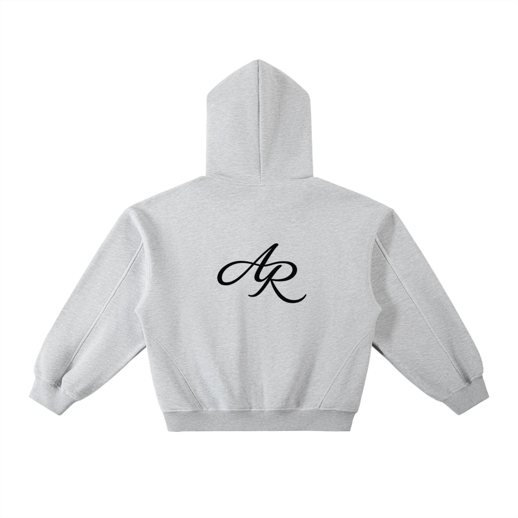 Contrast-Stitched Boxy Fleece Hoodie