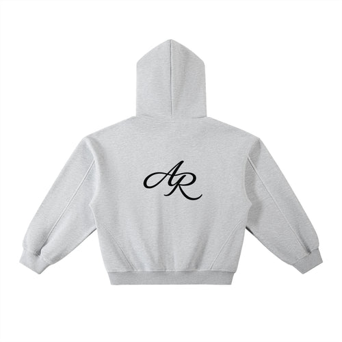 Contrast-Stitched Boxy Fleece Hoodie