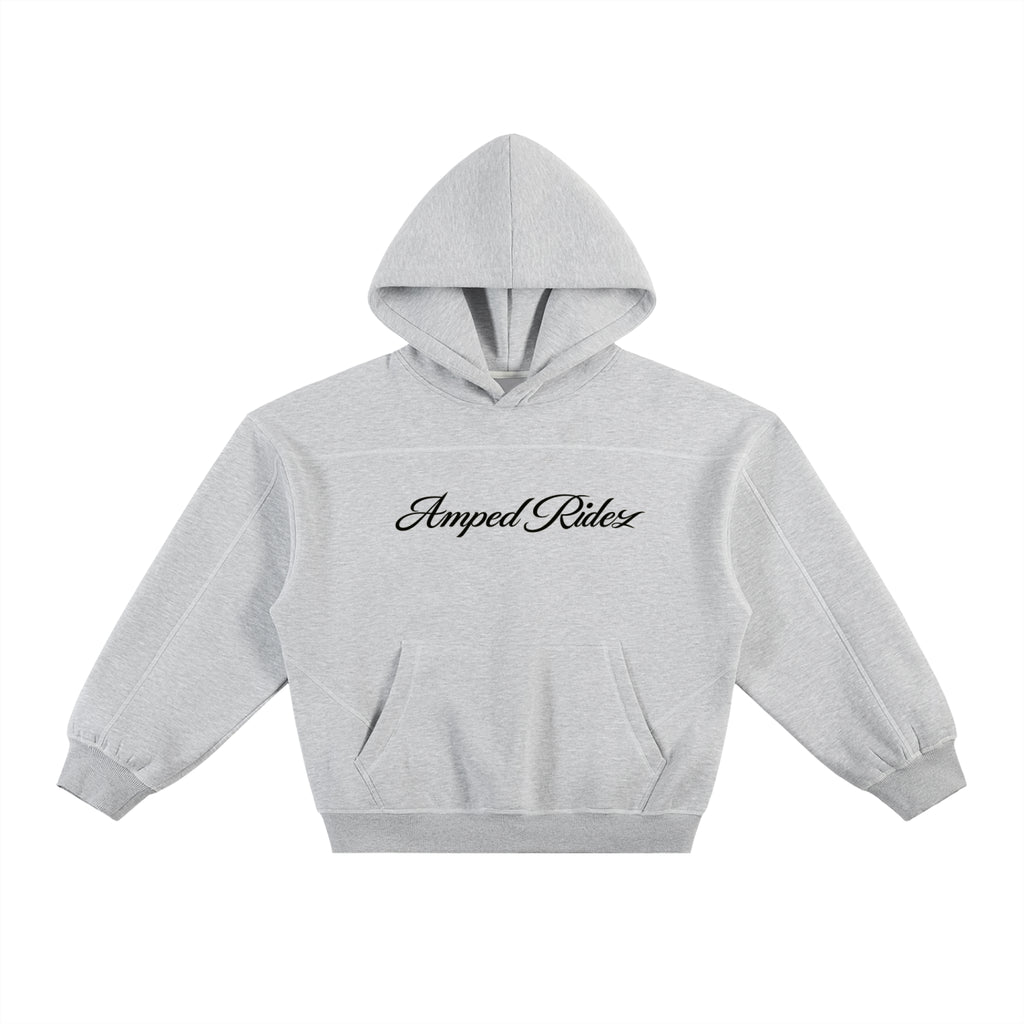 Contrast-Stitched Boxy Fleece Hoodie