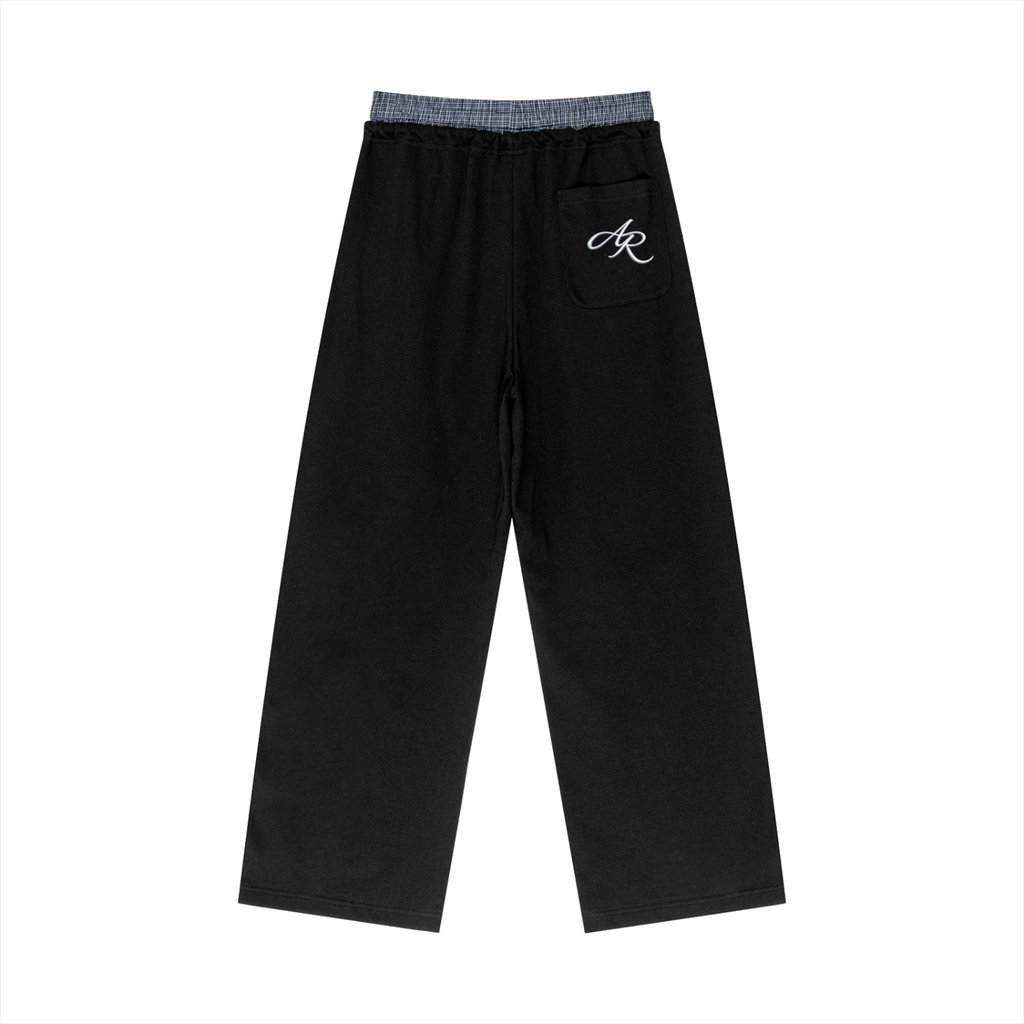 Plaid Contrast Waist Pants