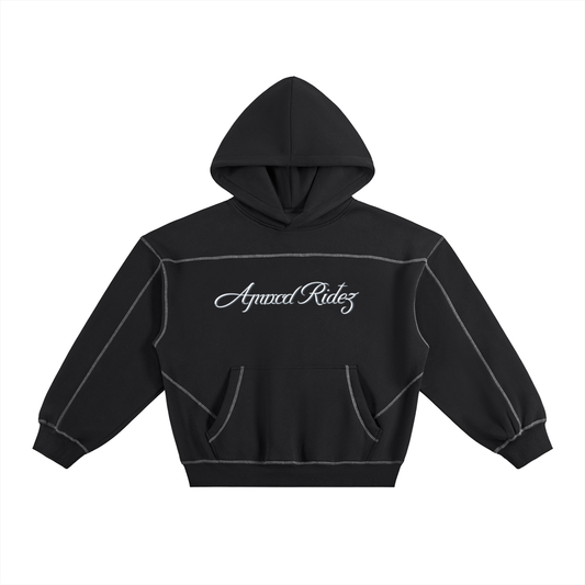 Ampedridez Contrast-Stitched Boxy Fleece Hoodie