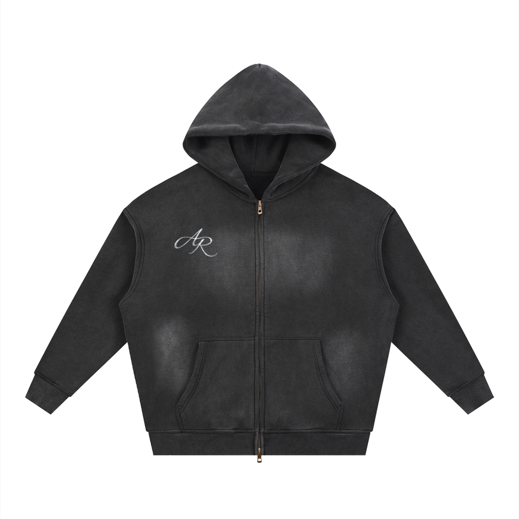 Sunfade Two-way Zipper Boxy Fleece Hoodie