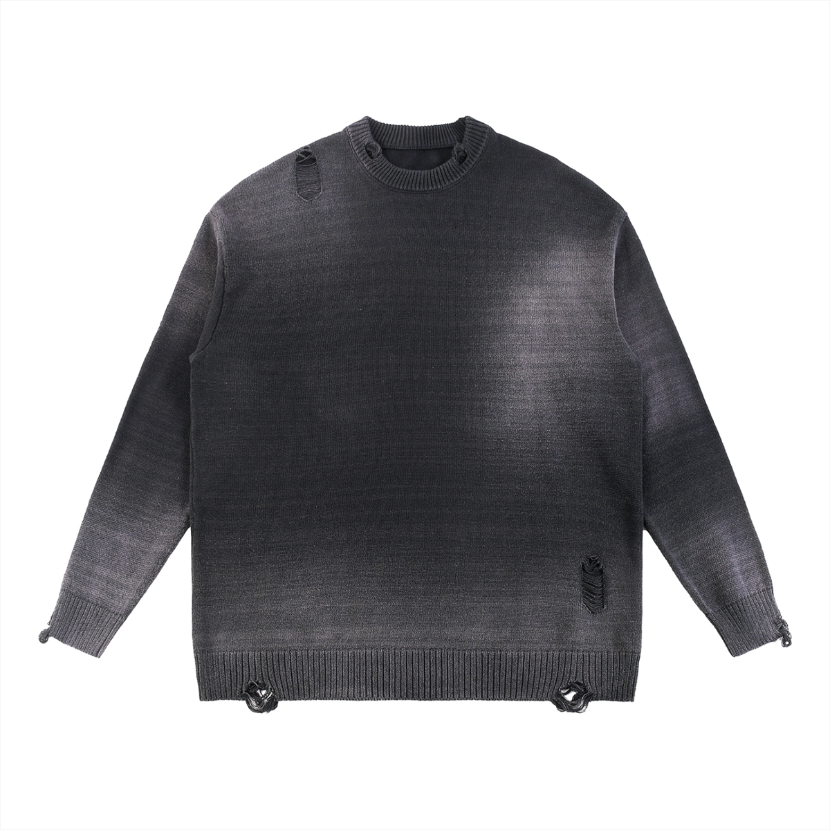 Ampedrides Sun Fade Distressed Ripped Crewneck sweater