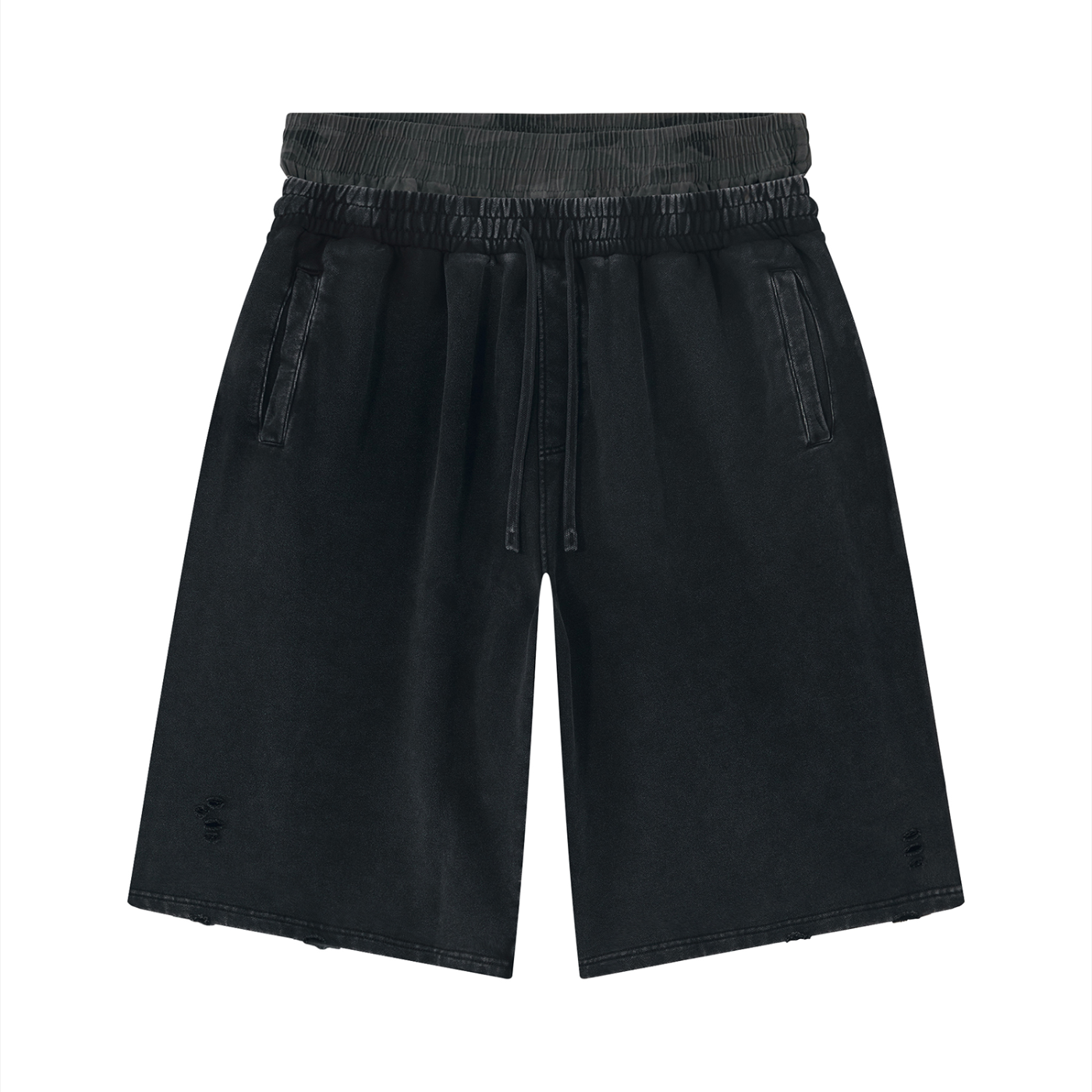 Unisex Vintage Wash Distressed Wide Leg Shorts